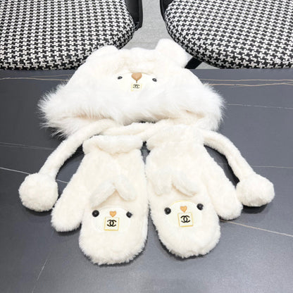 THREE-PIECE SET IN WHITE FLEECE AND WOOL 433195