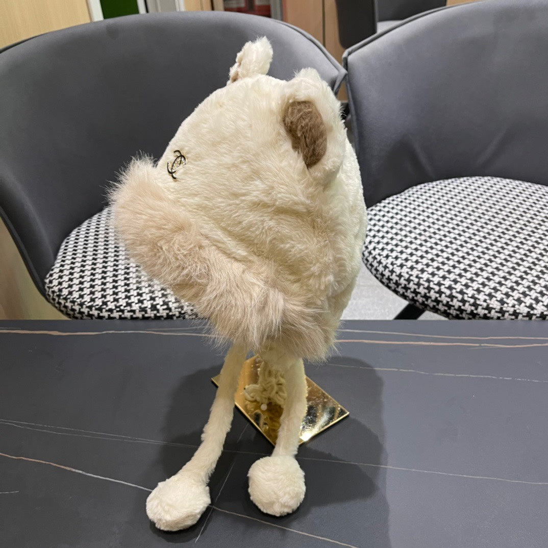 BEANIE HAT IN WHITE LINEN FLEECE AND WOOL 433165