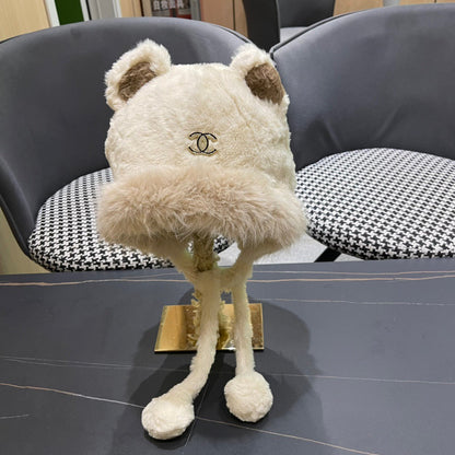 BEANIE HAT IN WHITE LINEN FLEECE AND WOOL 433165