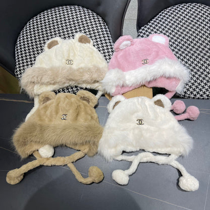 BEANIE HAT IN WHITE LINEN FLEECE AND WOOL 433165