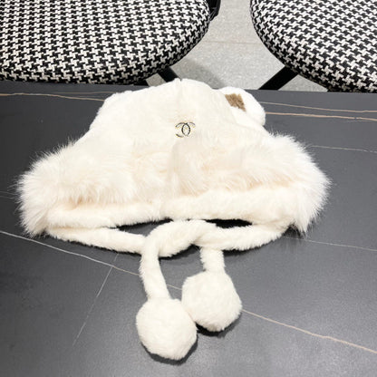 BEANIE HAT IN WHITE FLEECE AND WOOL 433166