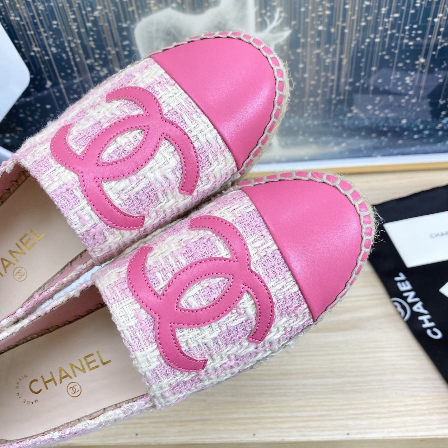 CC ESPADRILLES PLATFORM IN PINK TWEED
