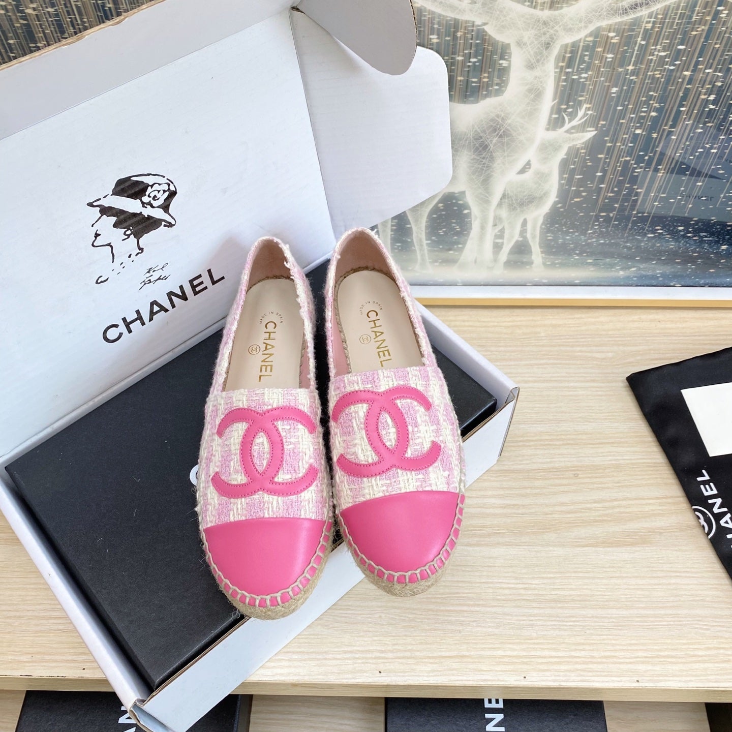 CC ESPADRILLES PLATFORM IN PINK TWEED