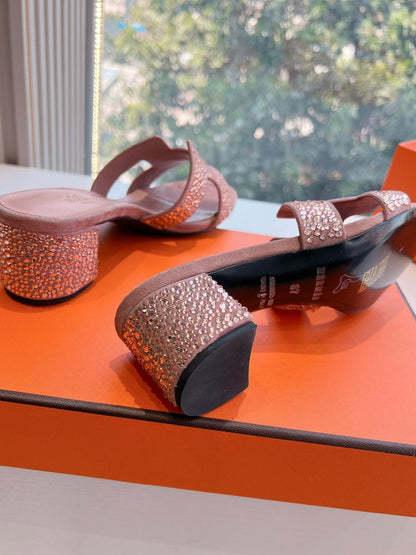 0ASIS SANDAL IN BLUSH PINK SUEDE WITH CRYSTALS