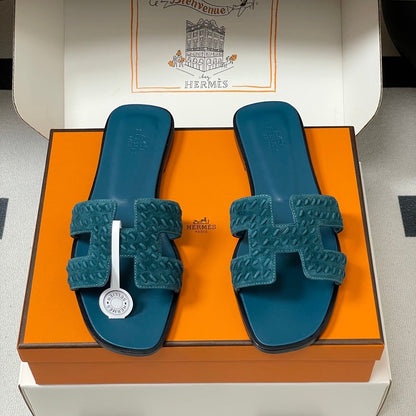 HM 25S ORAN SANDAL IN DARK BLUE SUEDE AND LAMBSKIN