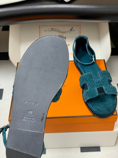 HM 25S SANTORINI SANDAL IN DARK BLUE SUEDE AND LAMBSKIN