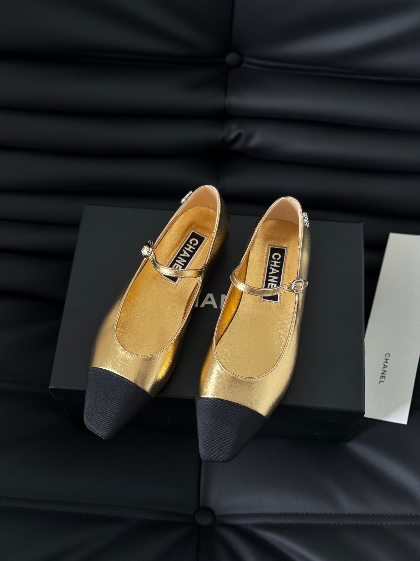 MARY JANE GOLDEN MIX BLACK CALFSKIN