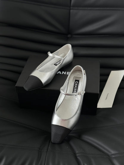 MARY JANE SILVER MIX BLACK CALFSKIN