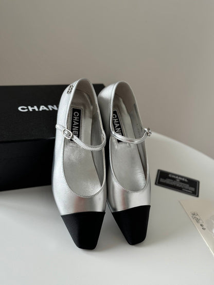 MARY JANE SILVER MIX BLACK CALFSKIN