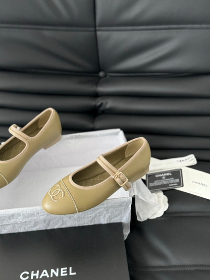 MARY JANE SHOES BEIGE ECRU LAMBSKIN