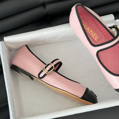 Double C Marry Jane Shoes Light Pink Lambskin