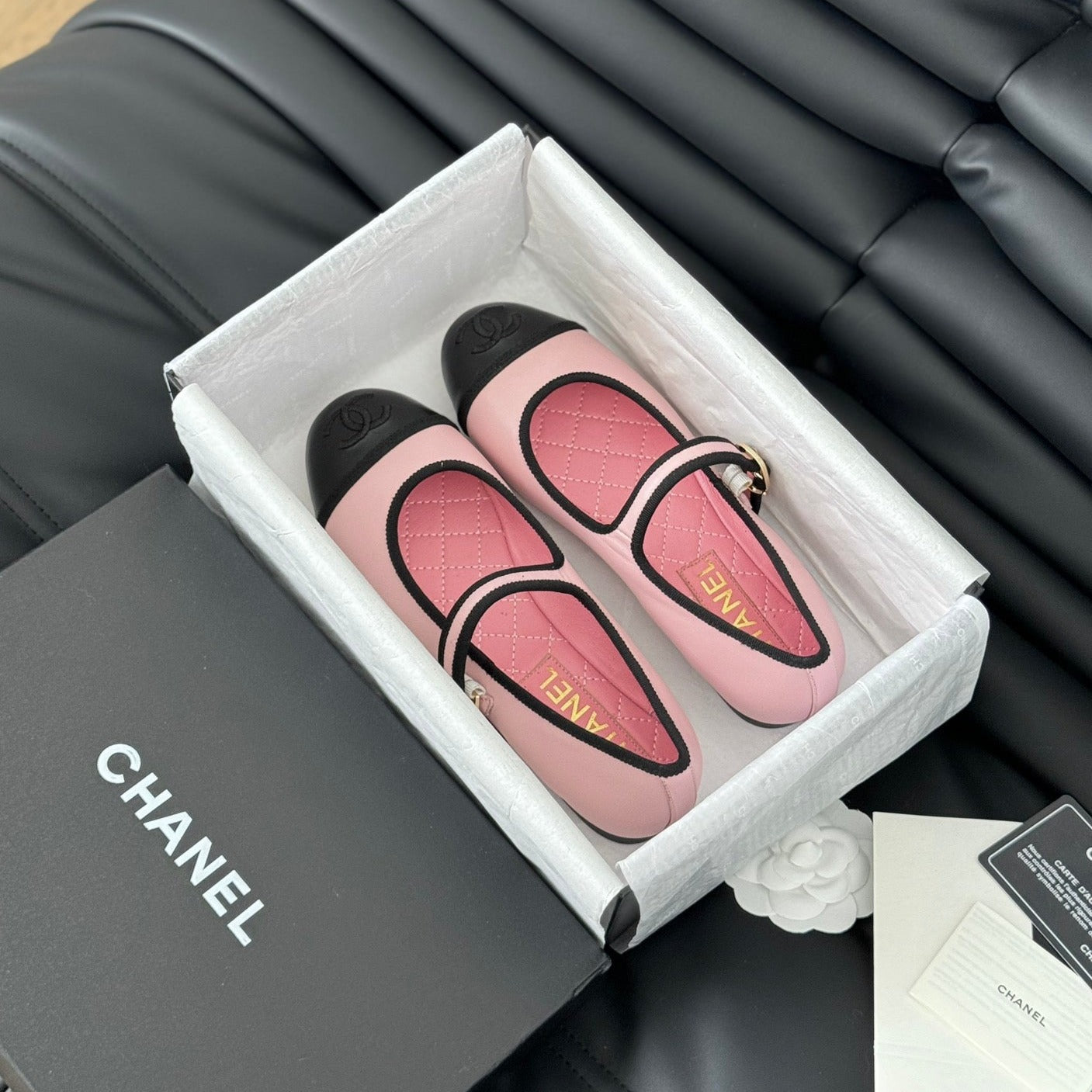 Double C Marry Jane Shoes Light Pink Lambskin