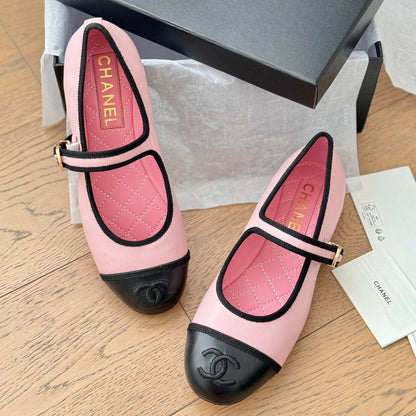 Double C Marry Jane Shoes Light Pink Lambskin