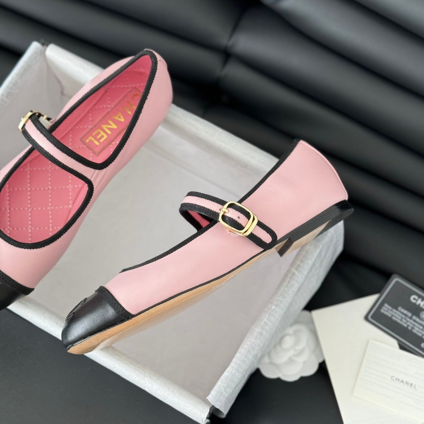 Double C Marry Jane Shoes Light Pink Lambskin
