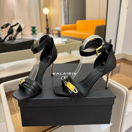 BALMAIN 25S HIGH HEELS 95MM IN BLACK CALFSKIN