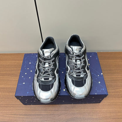 GG Ripple Leather Sneakers Black Silver