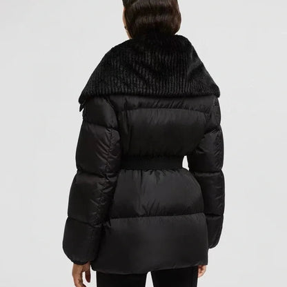 Women’s Menclar Quilted Puffer Jacket Black with Hood-Style241