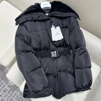 Women’s Menclar Quilted Puffer Jacket Black with Hood-Style241