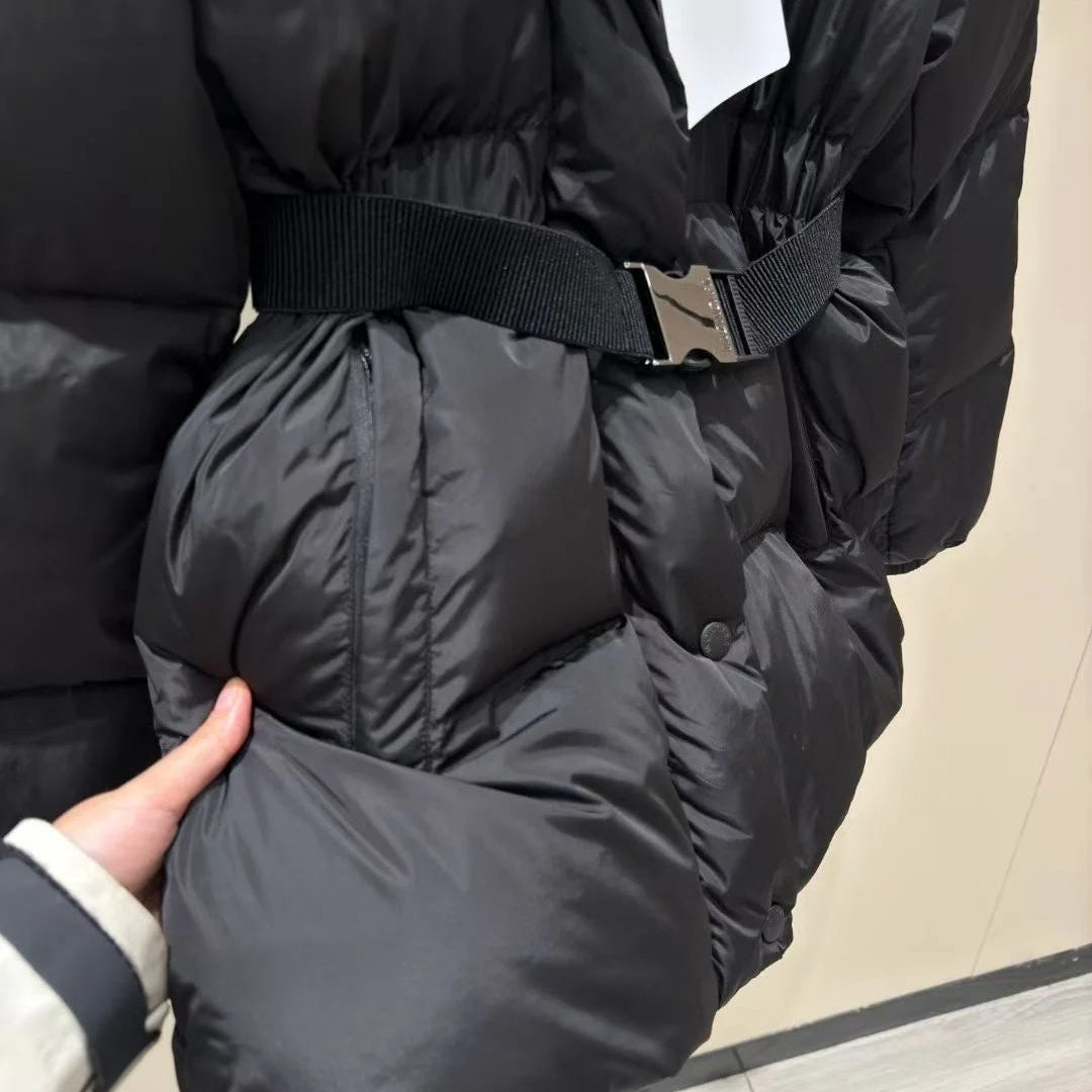 Women’s Menclar Quilted Puffer Jacket Black with Hood-Style241