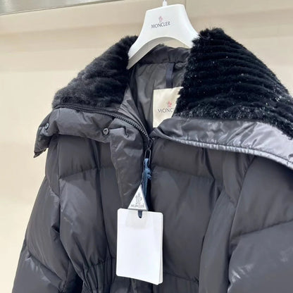 Women’s Menclar Quilted Puffer Jacket Black with Hood-Style241