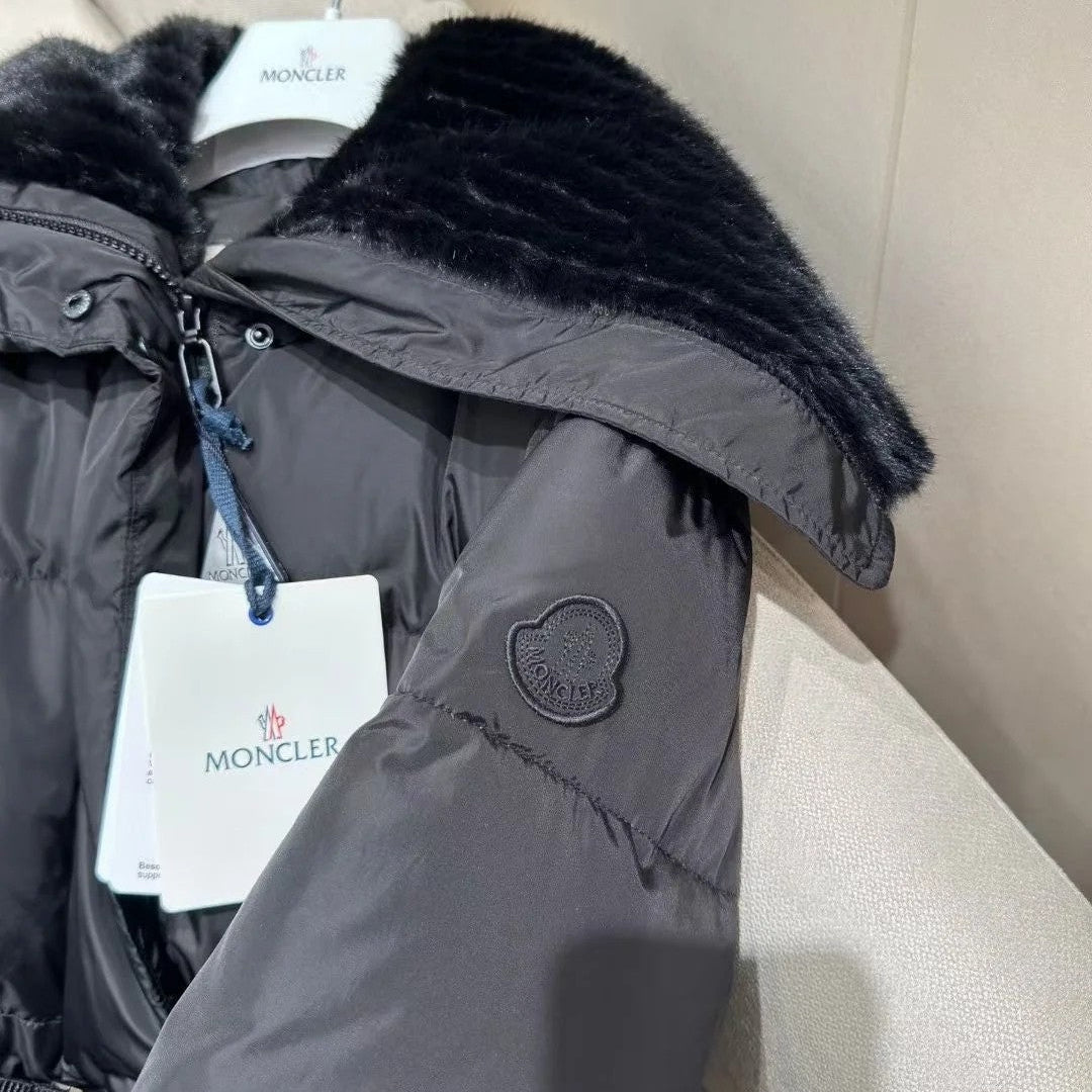 Women’s Menclar Quilted Puffer Jacket Black with Hood-Style241