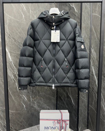 Women's Moncler Quilted Puffer Jacket Black Color with hood-Style225