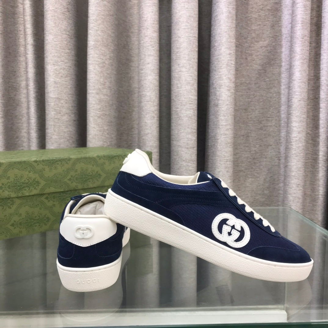 GG INTERLOCKING G SNEAKER DENIM BLUE SUEDE