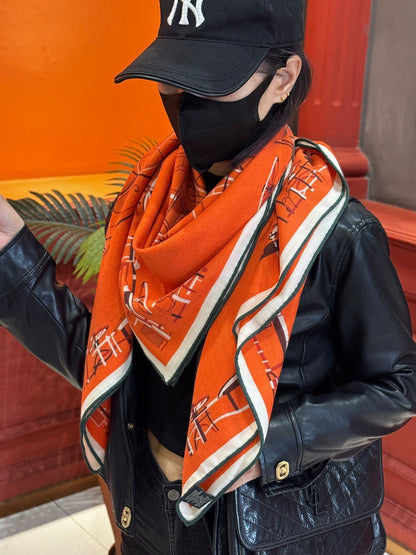 HERMES 25S SCARF 140 IN CASHMERE SILK 727321