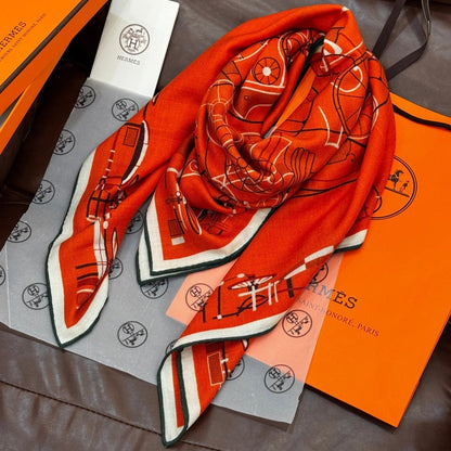 HERMES 25S SCARF 140 IN CASHMERE SILK 727321