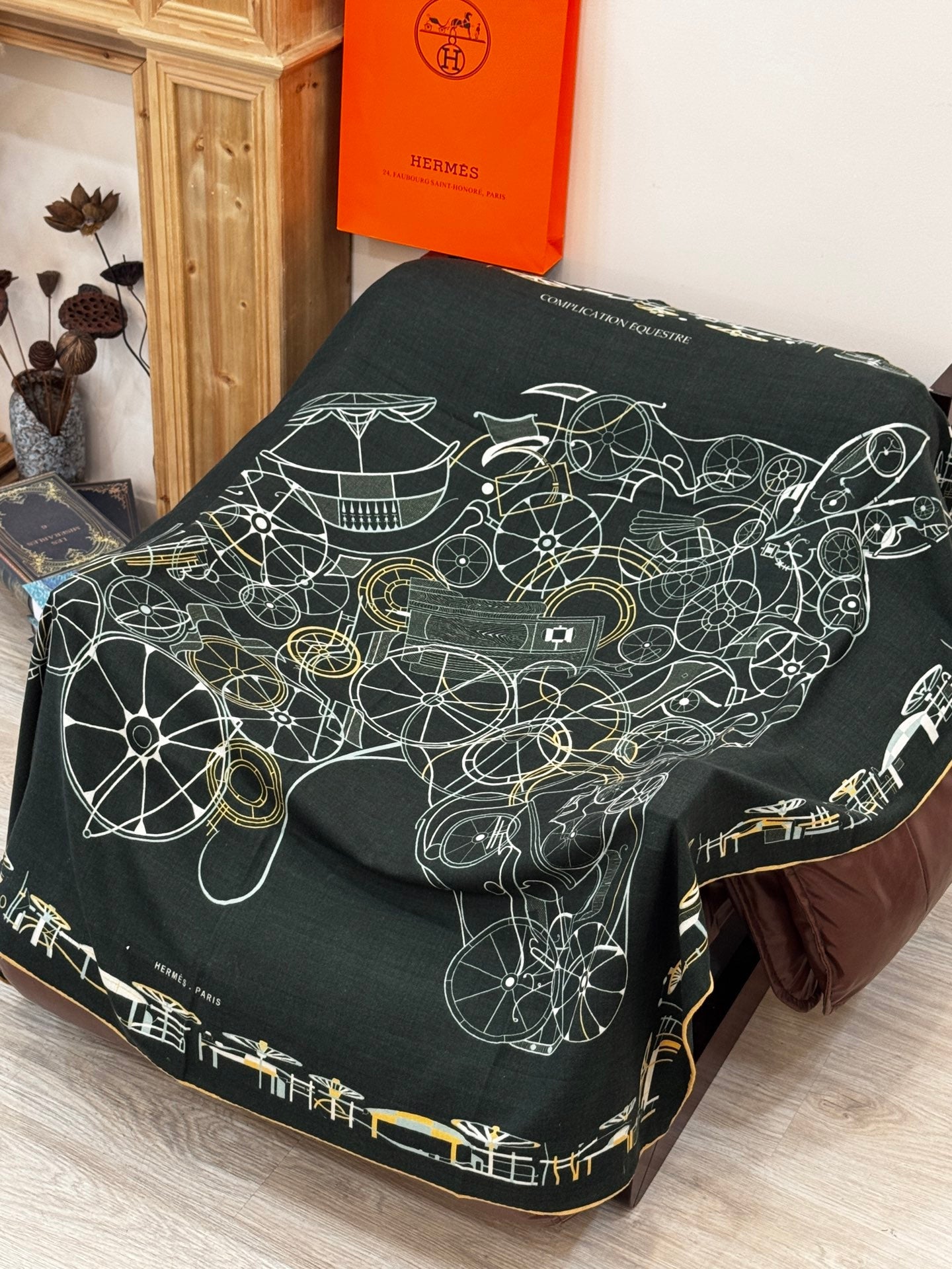 HERMES 25S SCARF 140 IN CASHMERE SILK 727320