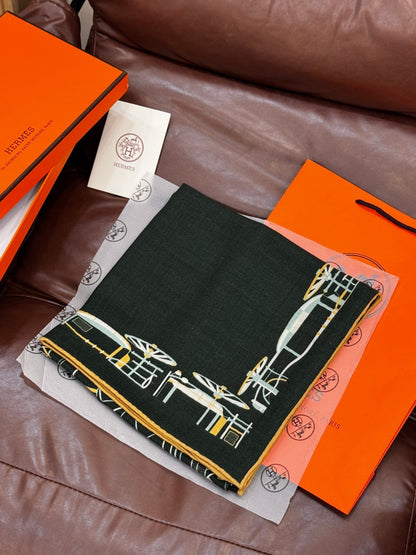 HERMES 25S SCARF 140 IN CASHMERE SILK 727320