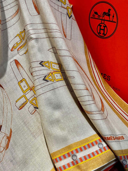 HERMES 25S SCARF 140 IN SILK AND CASHMERE 735808
