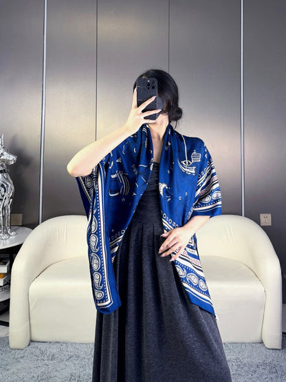 HERMES 25S SCARF 135 IN CASHMERE SILK 729040