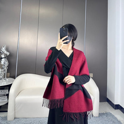 SCARF 190 CM IN JAM PURPLE MIX BLACK CASHMERE 370395