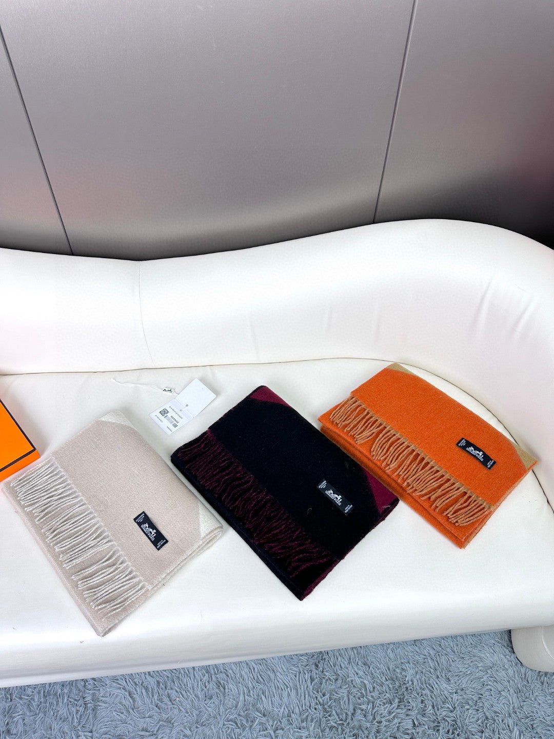 SCARF 190 CM IN JAM PURPLE MIX BLACK CASHMERE 370395