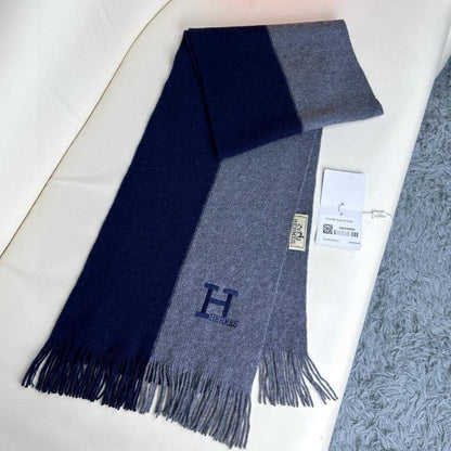 SCRAF 180 CM IN LIGHT PINK MIX KHAKI BROWN CASHMERE WITH EMBROIDERED LOGO