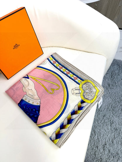 HERMES 25S SCARF 135 IN CASHMERE SILK 730648