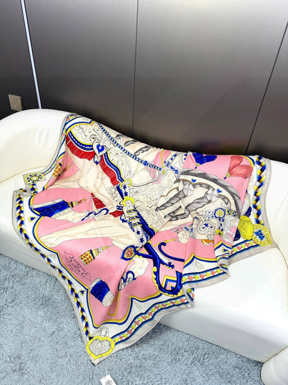 HERMES 25S SCARF 135 IN CASHMERE SILK 730648