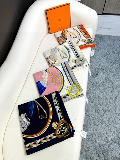 HERMES 25S SCARF 135 IN CASHMERE SILK 730648