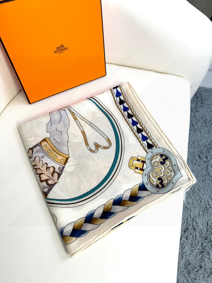 HERMES 25S SCARF 135 IN CASHMERE SILK 730649