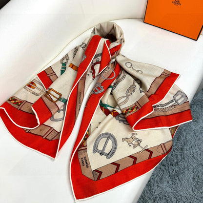 HERMES 25S SCARF 135 IN CASHMERE SILK 737310