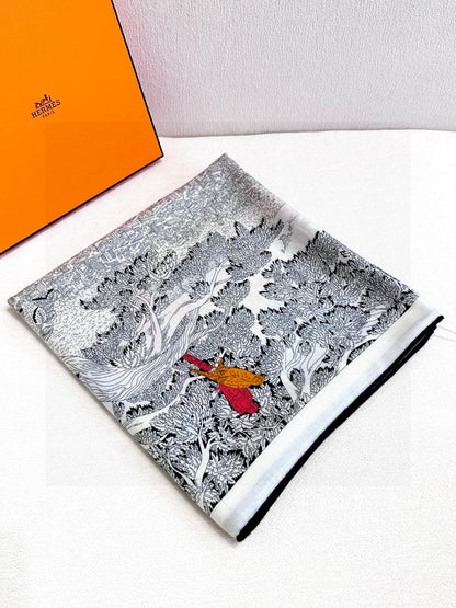 HERMES 25S SCARF 135 IN CASHMERE SILK 733938