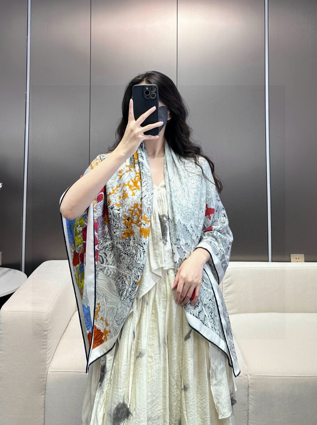 HERMES 25S SCARF 135 IN CASHMERE SILK 733938