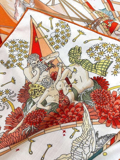 HERMES 25S SCARF 135 IN SILK AND CASHMERE 735831