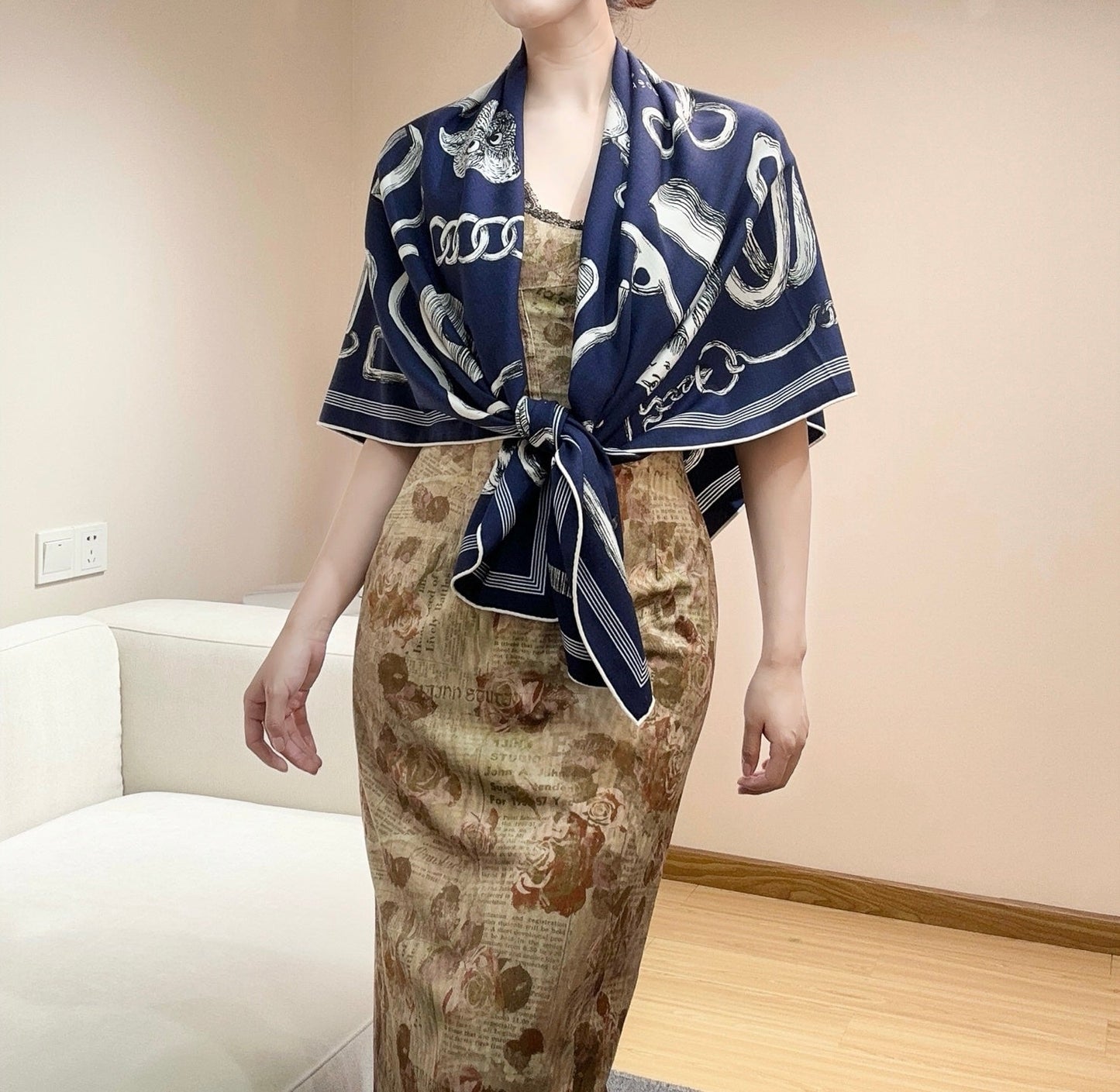 HERMES 25S SCARF 135 IN CASHMERE SILK 854594