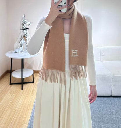 HERMES 25S SCARF 190 IN CASHMERE 985999