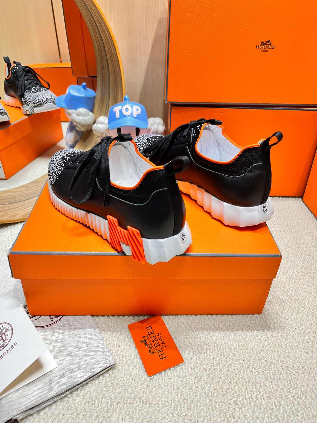 DEPART SLIP-ON SNEAKER IN WHITE MIX BLACK KNIT AND CALFSKIN