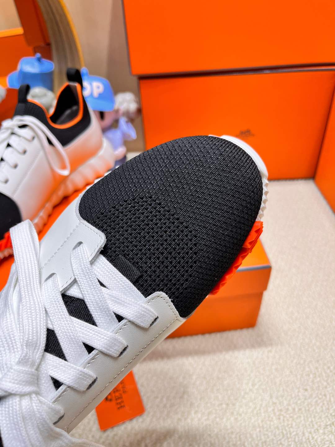 DEPART SLIP-ON SNEAKER IN WHITE MIX BLACK KNIT AND CALFSKIN