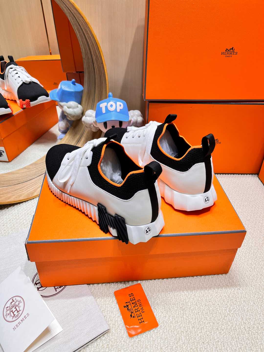 DEPART SLIP-ON SNEAKER IN WHITE MIX BLACK KNIT AND CALFSKIN