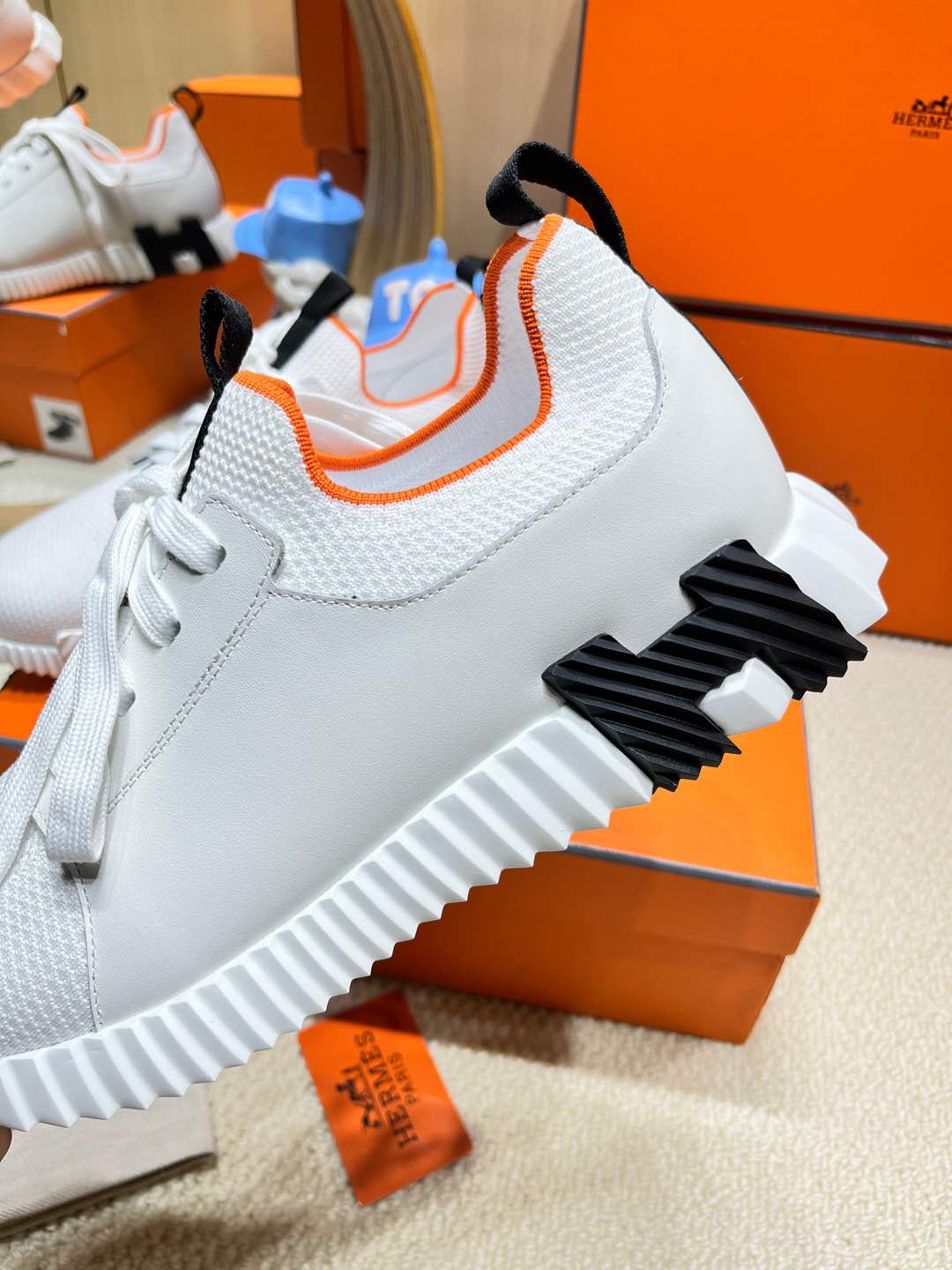 DEPART SLIP-ON SNEAKER IN WHITE KNIT AND CALFSKIN